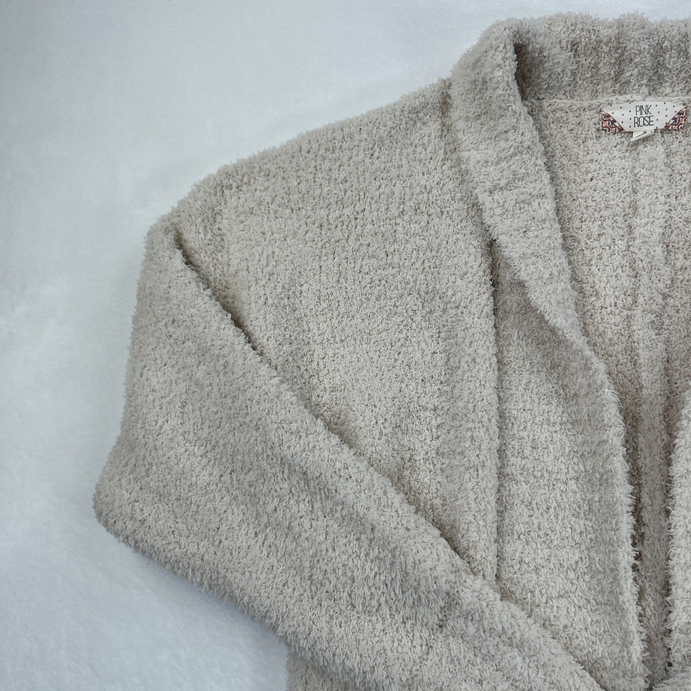Pink Rose Cardigan Womens Small Brown Tan Beige Open Front Casual Lounge Ladies - Picture 4 of 16